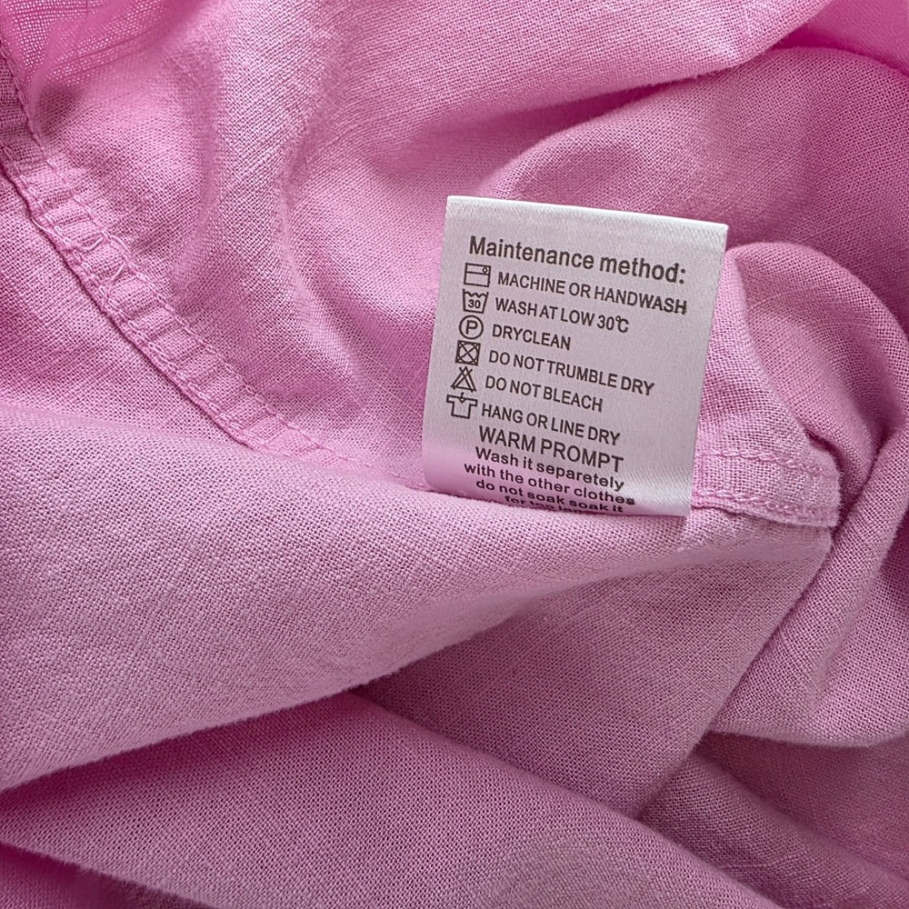 JEKAOYI Button Down Shirt Mens L Minimalist Cotton Linen Shrt Sleeve Pink Summer - Picture 8 of 9